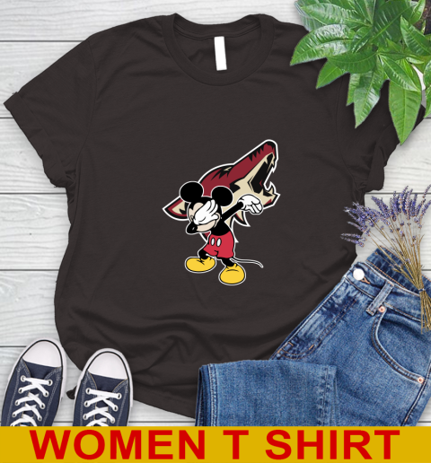 Arizona Coyotes NHL Hockey Dabbing Mickey Disney Sports Women's T-Shirt 8