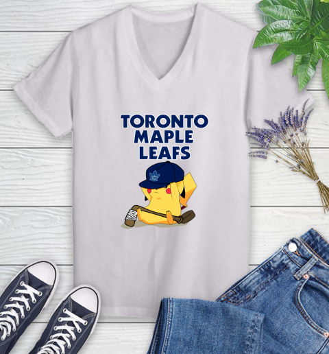 NHL Pikachu Hockey Sports Toronto Maple Leafs Women's V-Neck T-Shirt