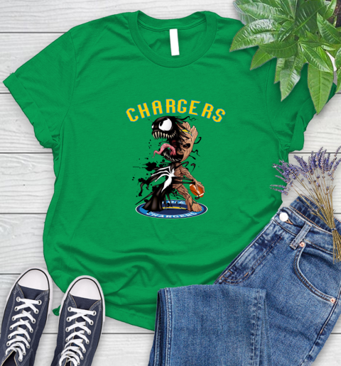 NFL San Diego Chargers Football Venom Groot Guardians Of The Galaxy Women's T-Shirt 6