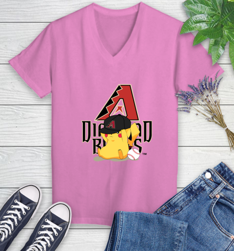 MLB Pikachu Baseball Sports Arizona Diamondbacks Women's V-Neck T-Shirt 14