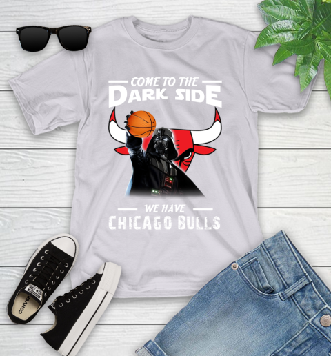 NBA Come To The Dark Side We Have Chicago Bulls Star Wars Darth Vader Basketball Youth T-Shirt 4