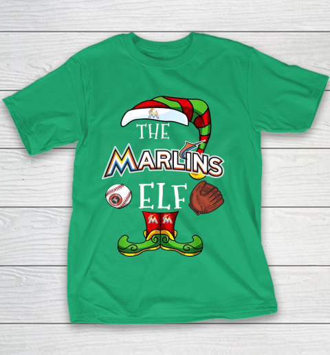 Miami Marlins Christmas ELF Funny MLB Youth T-Shirt 3