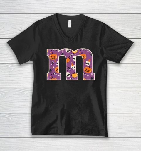 Funny Letter M Chocolate Candy Halloween Costume V-Neck T-Shirt