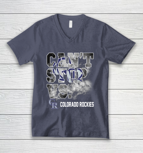 MLB Colorado Rockies Baseball Can't Stop Vs Colorado Rockies V-Neck T-Shirt 7