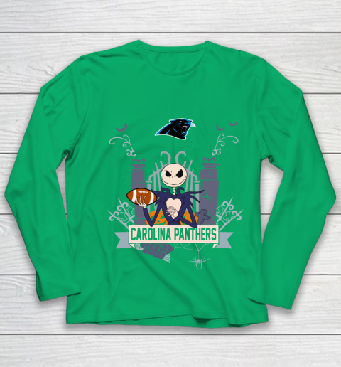 NFL Carolina Panthers Football Jack Skellington Halloween Youth Long Sleeve 4