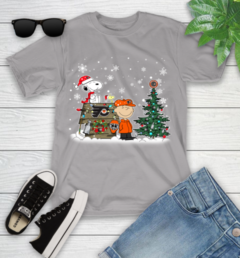 NHL Philadelphia Flyers Snoopy Charlie Brown Woodstock Christmas Stanley Cup Hockey Youth T-Shirt 4