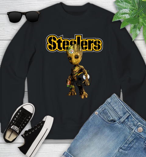 Pittsburgh Steelers NFL Football Groot Marvel Guardians Of The Galaxy Youth Sweatshirt 2