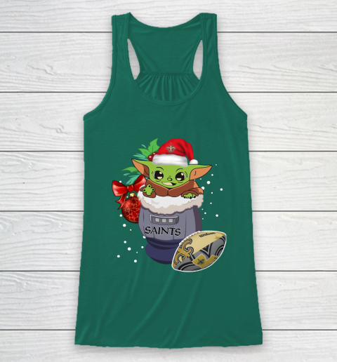 New Orleans Saints Christmas Baby Yoda Star Wars Funny Happy NFL Racerback Tank 6