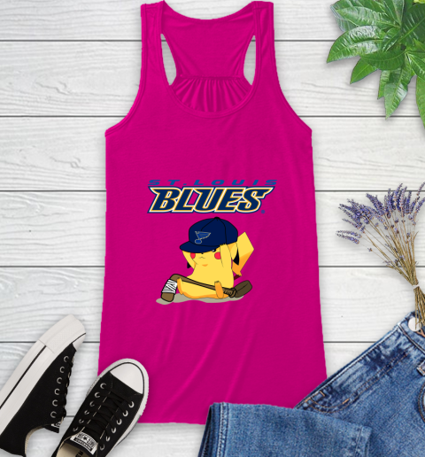 NHL Pikachu Hockey Sports St.Louis Blues Racerback Tank 8