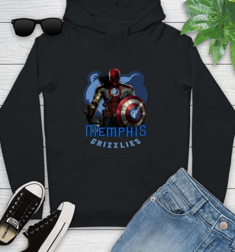 Memphis Grizzlies NBA Basketball Captain America Thor Spider Man Hawkeye Avengers Youth Hoodie 2