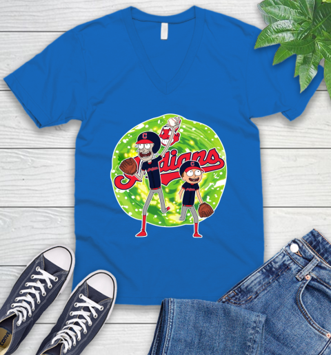 MLB Cleveland Indians Rick And Morty Baseball Sports V-Neck T-Shirt 6