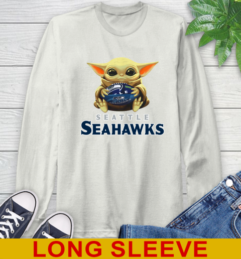 NFL Football Seattle Seahawks Baby Yoda Star Wars Shirt Long Sleeve T-Shirt 12