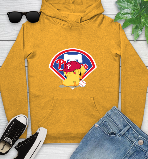 MLB Pikachu Baseball Sports Philadelphia Phillies Youth Hoodie 3