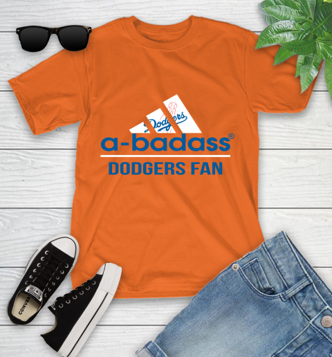 MLB A Badass Los Angeles Dodgers Fan Adidas Baseball Sports Youth T-Shirt 9