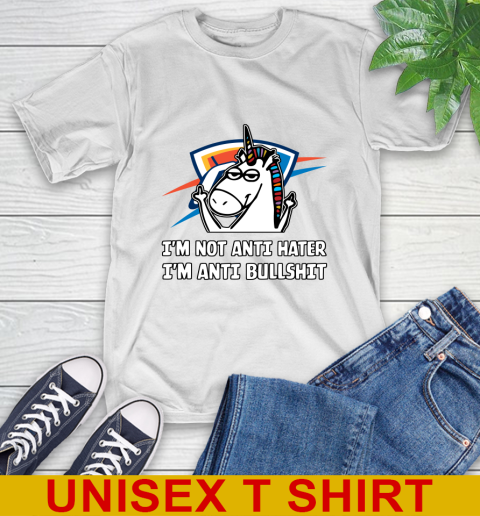 Oklahoma City Thunder NBA Basketball Unicorn I'm Not Anti Hater I'm Anti Bullshit T-Shirt