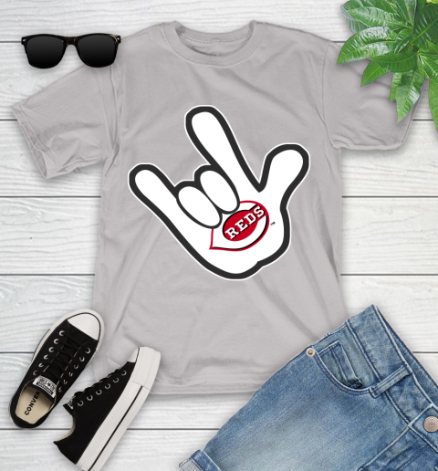 Cincinnati Reds MLB Baseball Mickey Rock Hand Disney Youth T-Shirt 12