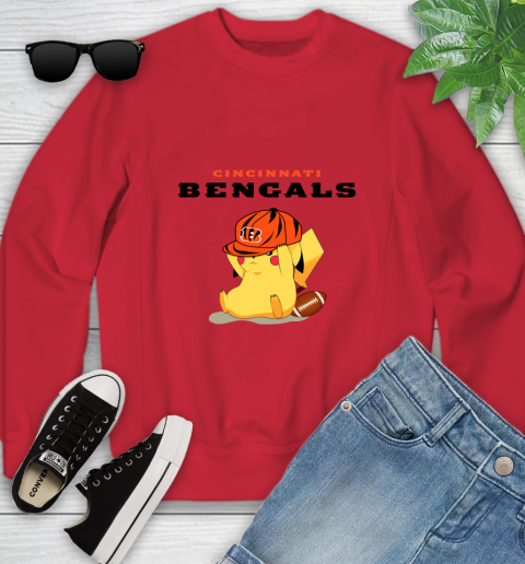 NFL Pikachu Football Sports Cincinnati Bengals Youth Sweatshirt 9