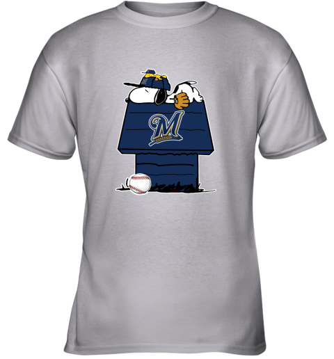 Milwaukee Brewers Let's Play Baseball Together Snoopy MLB Youth T-Shirt 