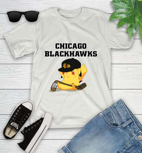 NHL Pikachu Hockey Sports Chicago Blackhawks Youth T-Shirt 12