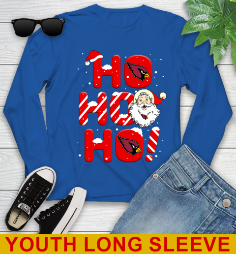 Arizona Cardinals NFL Football Ho Ho Ho Santa Claus Merry Christmas Shirt Youth Long Sleeve 10