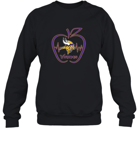 Apple Heartbeat Teacher Symbol Minnesota Vikings Sweatshirt