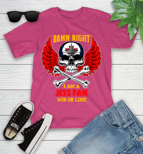 NHL Damn Right I Am A Winnipeg Jets Win Or Lose Skull Hockey Sports Youth T-Shirt 11
