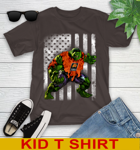 Phoenix Suns Hulk Marvel Avengers NBA Basketball American Flag Youth T-Shirt 6