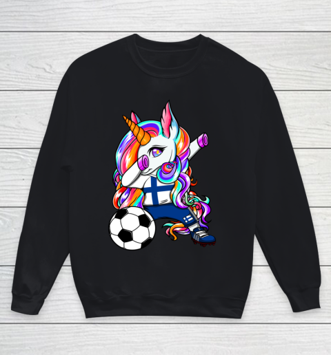 Dabbing Unicorn Finland Soccer Fans Jersey Finnish Football Youth Sweatshirt