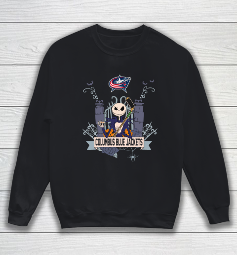 NHL Columbus Blue Jackets Hockey Jack Skellington Halloween Sweatshirt