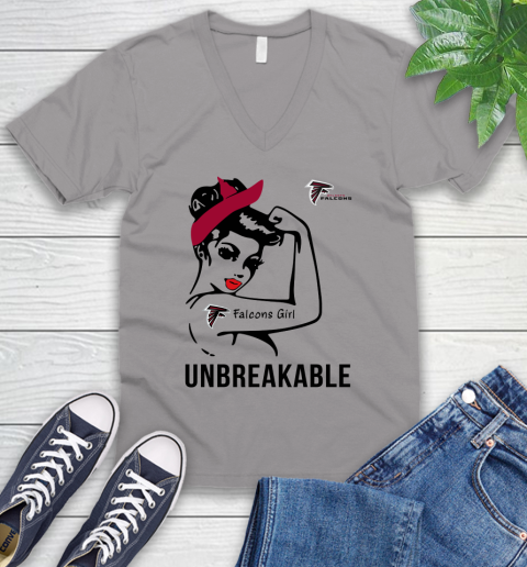 NFL Atlanta Falcons Girl Unbreakable Football Sports V-Neck T-Shirt 2