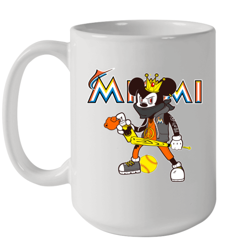 Miami Marlins MLB Baseball Mickey Peace Sign Sports Ceramic Mug 15oz