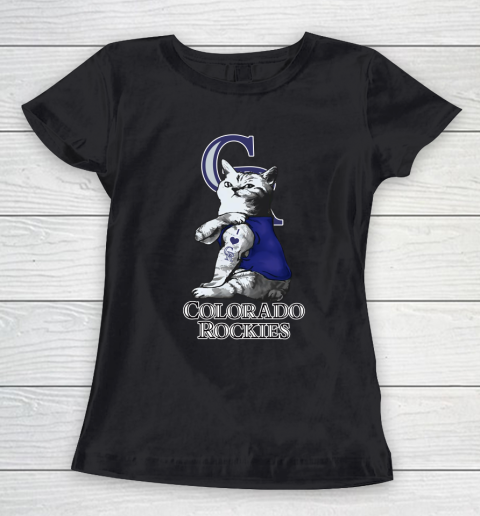 MLB Baseball My Cat Loves Colorado Rockies Women's T-Shirt