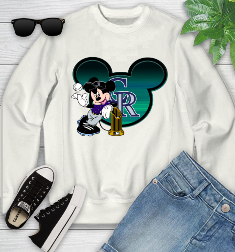 MLB Colorado Rockies The Commissioner's Trophy Mickey Mouse Disney Youth Sweatshirt