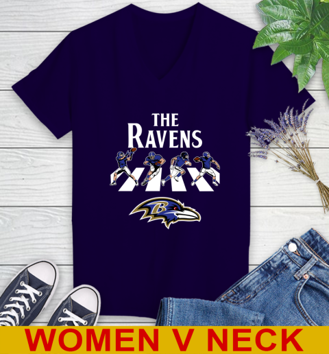NFL Football Baltimore Ravens The Beatles Rock Band Shirt Women's V-Neck T-Shirt 3