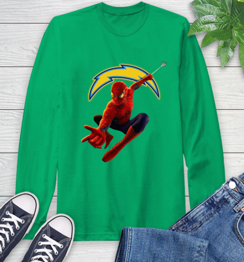 NFL Spider Man Avengers Endgame Football Los Angeles Chargers Long Sleeve T-Shirt 8 NFL Spider Man Avengers Endgame Football Los Angeles Chargers Long Sleeve T-Shirt - Image 8
