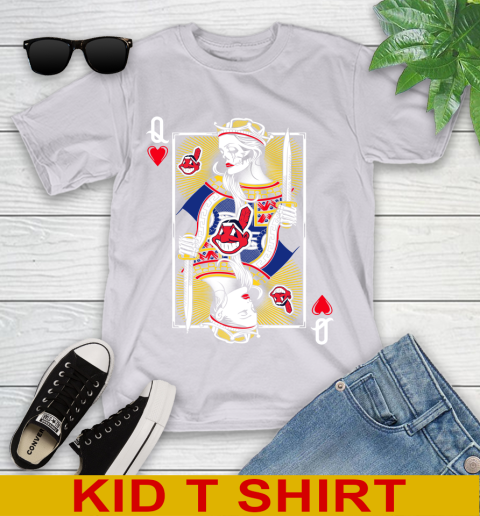 MLB Baseball Cleveland Indians The Queen Of Hearts Card Shirt Youth T-Shirt 4