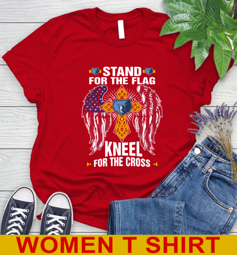 NBA Basketball Memphis Grizzlies Stand For Flag Kneel For The Cross Shirt Women's T-Shirt 11