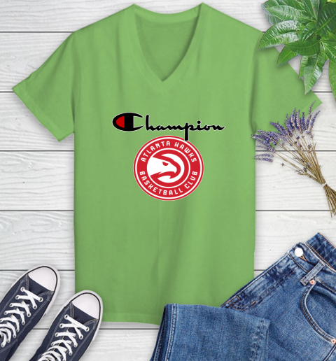 NBA Basketball Atlanta Hawks Champion Shirt Women's V-Neck T-Shirt 7