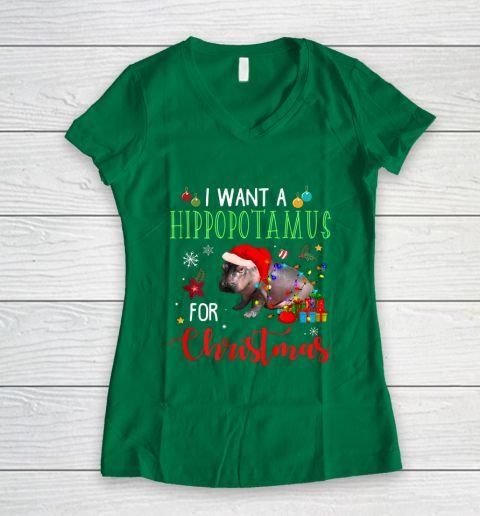 I Want A Hippopotamus For Christmas Hippo Fiona Women's V-Neck T-Shirt 3