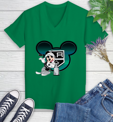 NHL Los Angeles Kings Stanley Cup Mickey Mouse Disney Hockey T Shirt Women's V-Neck T-Shirt 5