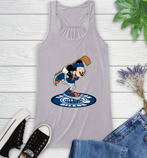 NHL Hockey Edmonton Oilers Cheerful Mickey Disney Shirt Racerback Tank 5