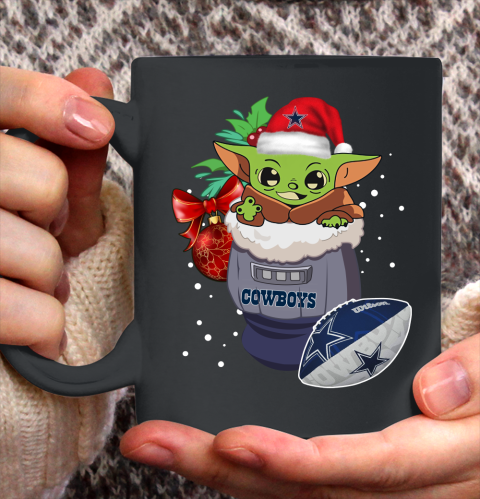 Dallas Cowboys Christmas Baby Yoda Star Wars Funny Happy NFL Ceramic Mug 11oz