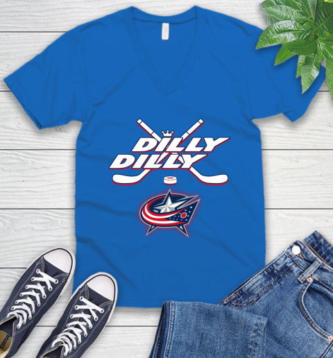 NHL Columbus Blue Jackets Dilly Dilly Hockey Sports V-Neck T-Shirt 6