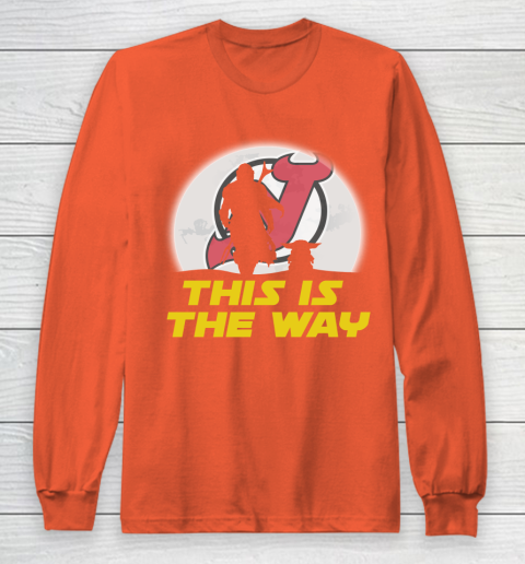 New Jersey Devils NHL Ice Hockey Star Wars Yoda And Mandalorian This Is The Way Long Sleeve T-Shirt 3