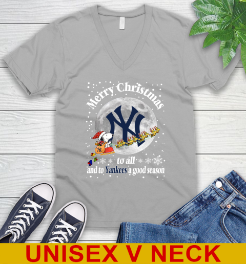 New York Yankees Merry Christmas To All And To Yankees A Good Season MLB Baseball Sports V-Neck T-Shirt 3