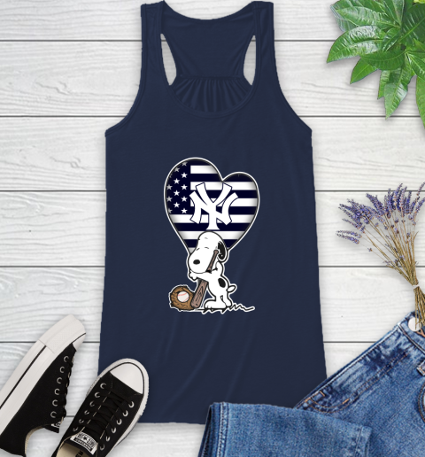 New York Yankees MLB Baseball The Peanuts Movie Adorable Snoopy Racerback Tank - Image 11