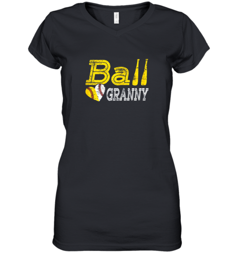 Baseball Softball Ball Heart Granny Shirt Mother's Day Gifts Women's V-Neck T-Shirt