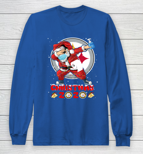 Pittsburgh Steelers Funny Santa Claus Dabbing Christmas 2020 NFL Long Sleeve T-Shirt 6