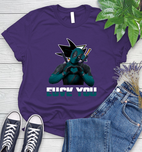 NHL San Jose Sharks Deadpool Love You Fuck You Hockey Sports Women's T-Shirt 4