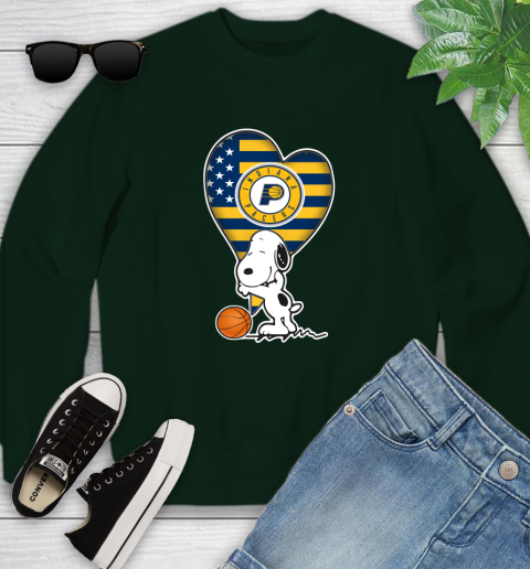Indiana Pacers NBA Basketball The Peanuts Movie Adorable Snoopy Youth Sweatshirt 10